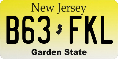 NJ license plate B63FKL