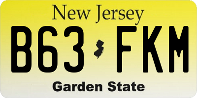 NJ license plate B63FKM