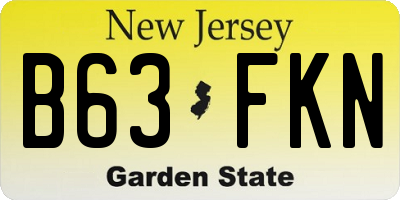 NJ license plate B63FKN