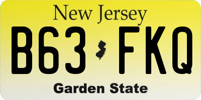 NJ license plate B63FKQ