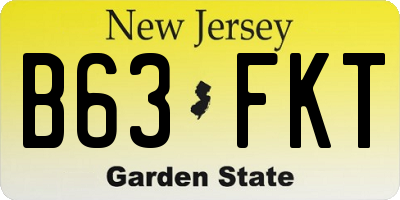 NJ license plate B63FKT