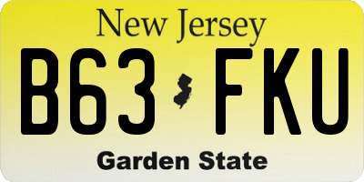 NJ license plate B63FKU