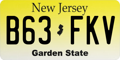 NJ license plate B63FKV