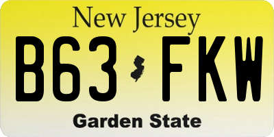 NJ license plate B63FKW