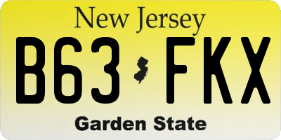 NJ license plate B63FKX