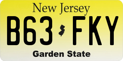 NJ license plate B63FKY
