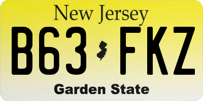 NJ license plate B63FKZ