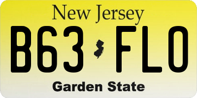NJ license plate B63FLO