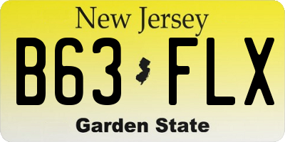 NJ license plate B63FLX