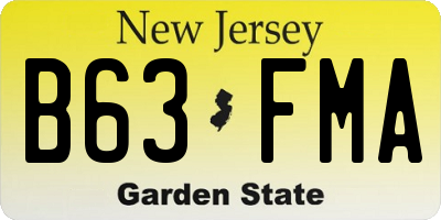 NJ license plate B63FMA