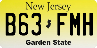 NJ license plate B63FMH