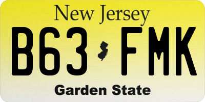 NJ license plate B63FMK