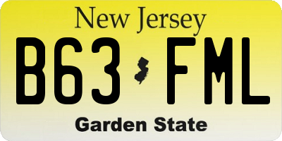 NJ license plate B63FML
