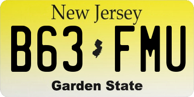 NJ license plate B63FMU