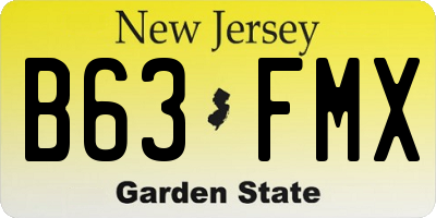 NJ license plate B63FMX