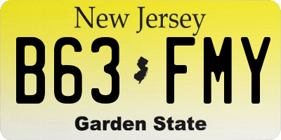 NJ license plate B63FMY