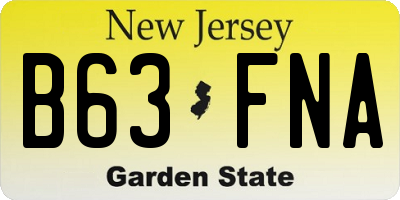 NJ license plate B63FNA
