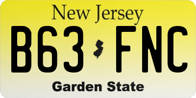 NJ license plate B63FNC