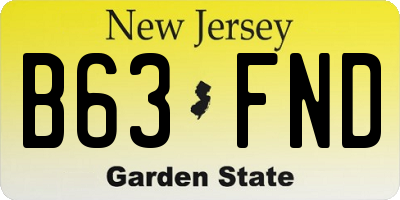 NJ license plate B63FND