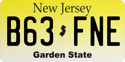 NJ license plate B63FNE