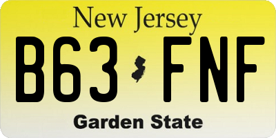 NJ license plate B63FNF