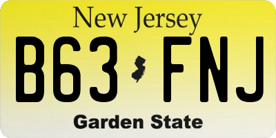 NJ license plate B63FNJ