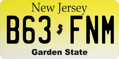 NJ license plate B63FNM