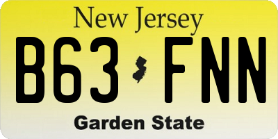 NJ license plate B63FNN