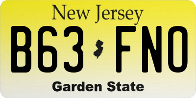 NJ license plate B63FNO