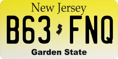 NJ license plate B63FNQ