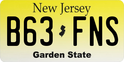 NJ license plate B63FNS