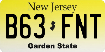 NJ license plate B63FNT