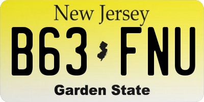 NJ license plate B63FNU