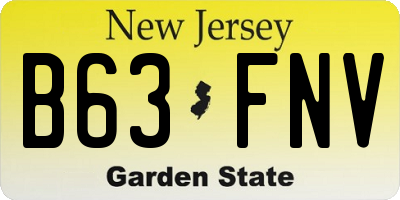 NJ license plate B63FNV