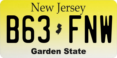 NJ license plate B63FNW