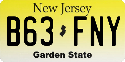 NJ license plate B63FNY