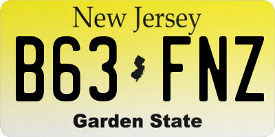 NJ license plate B63FNZ