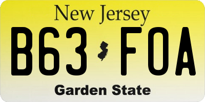 NJ license plate B63FOA