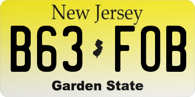 NJ license plate B63FOB