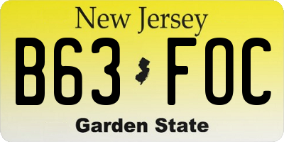 NJ license plate B63FOC