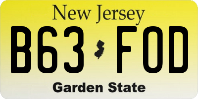 NJ license plate B63FOD