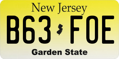 NJ license plate B63FOE