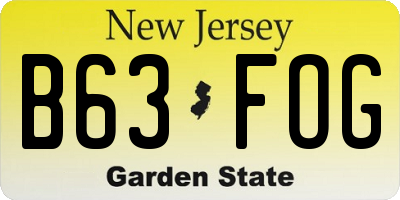 NJ license plate B63FOG