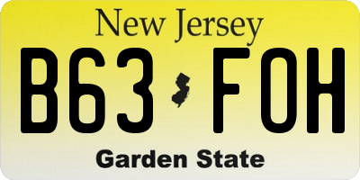 NJ license plate B63FOH