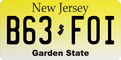 NJ license plate B63FOI