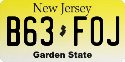 NJ license plate B63FOJ