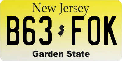 NJ license plate B63FOK