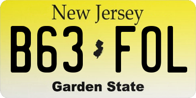 NJ license plate B63FOL