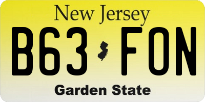 NJ license plate B63FON