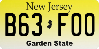 NJ license plate B63FOO